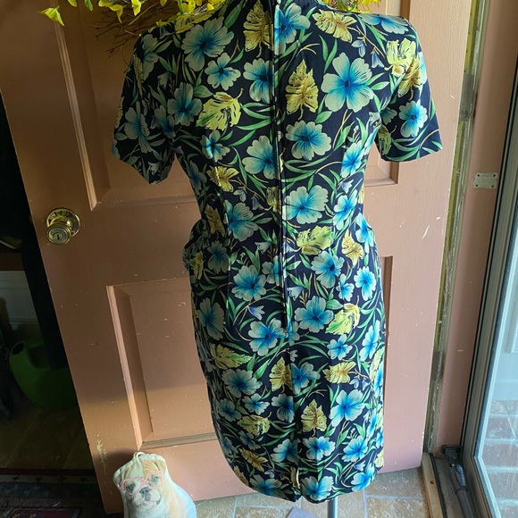 NWOT Vintage Leni Leni floral draped faux wrap dress - Picture 4 of 10